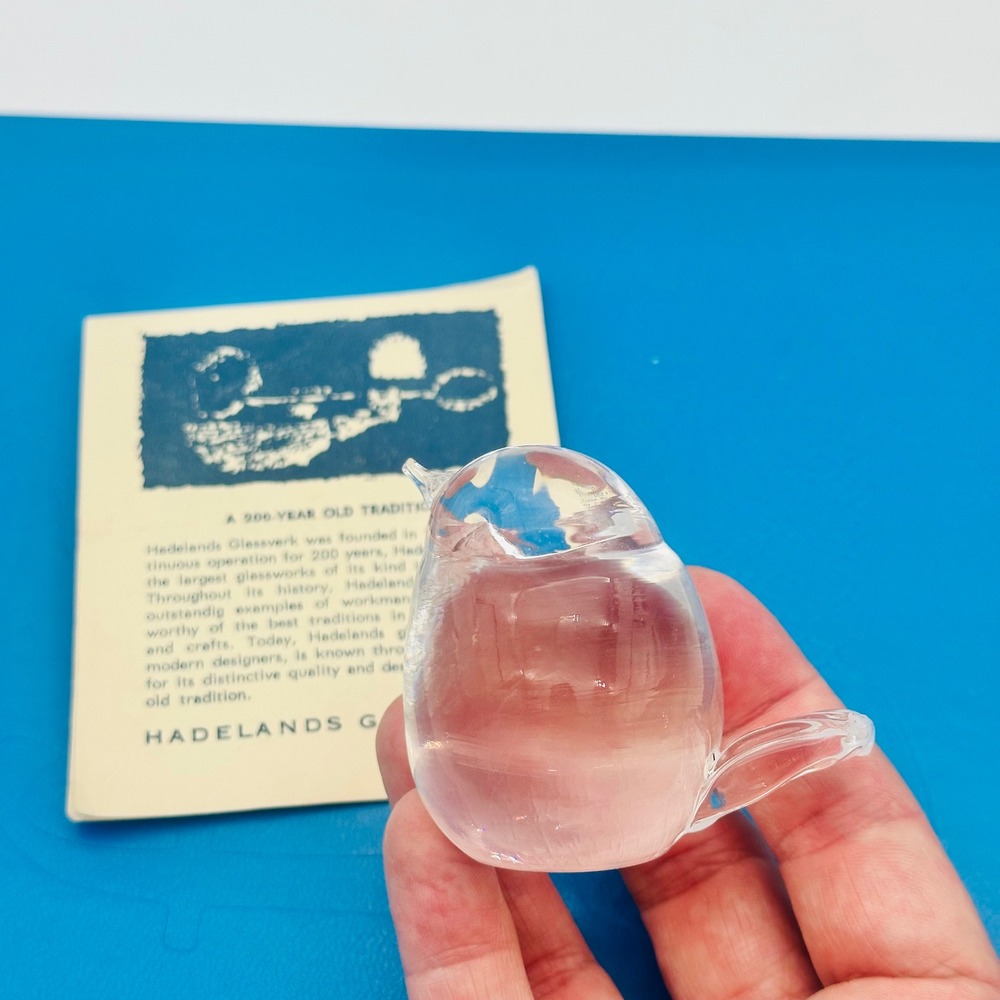 Vintage Hadeland Glassverk Icebird Clear Art Glass Bird Figurine Norway